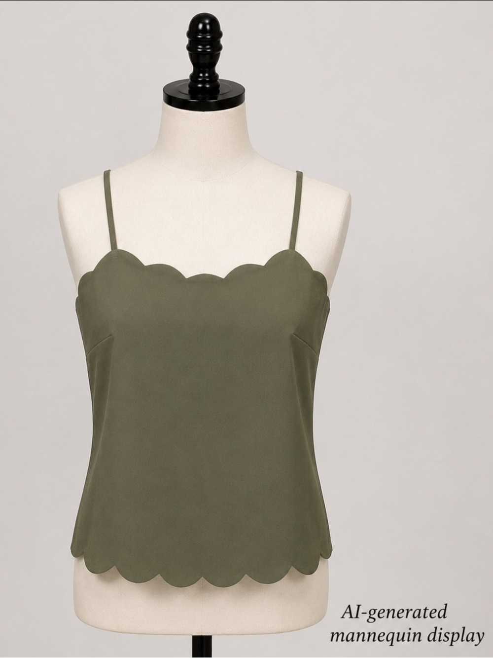 Banana Republic Factory Olive Green Scallop Camisole Blouse
